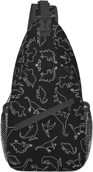 ASYG Cute Funny Dinosaur Sling Bag Crossbody Backpack for Women Men Travel Hiking Daypack Dino Crossbody Shoulder Bag
