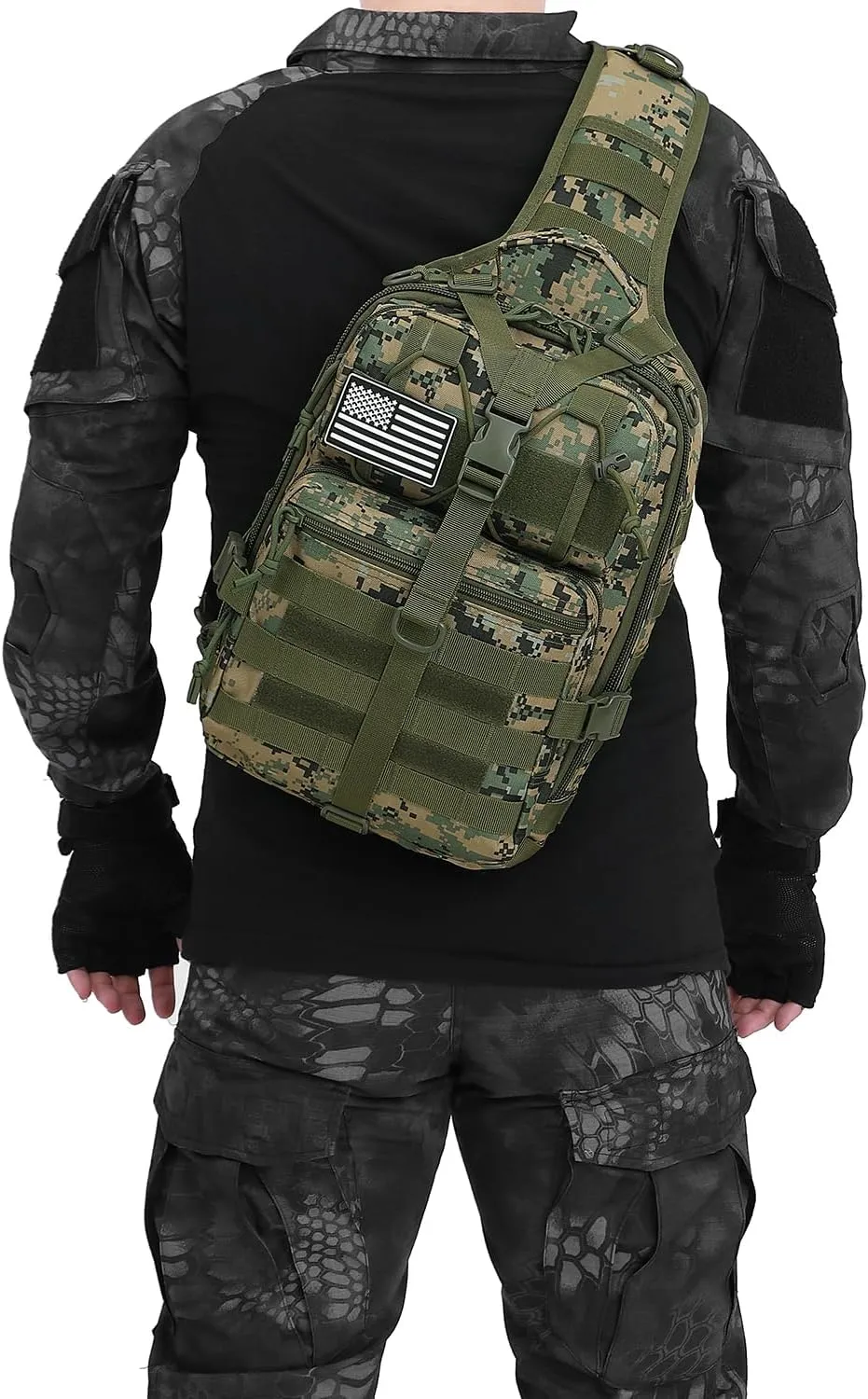 ATBP Tactical Sling Backpack Bag Military Shoulder Bag Pack for Men Molle Crossbody Bag 15L