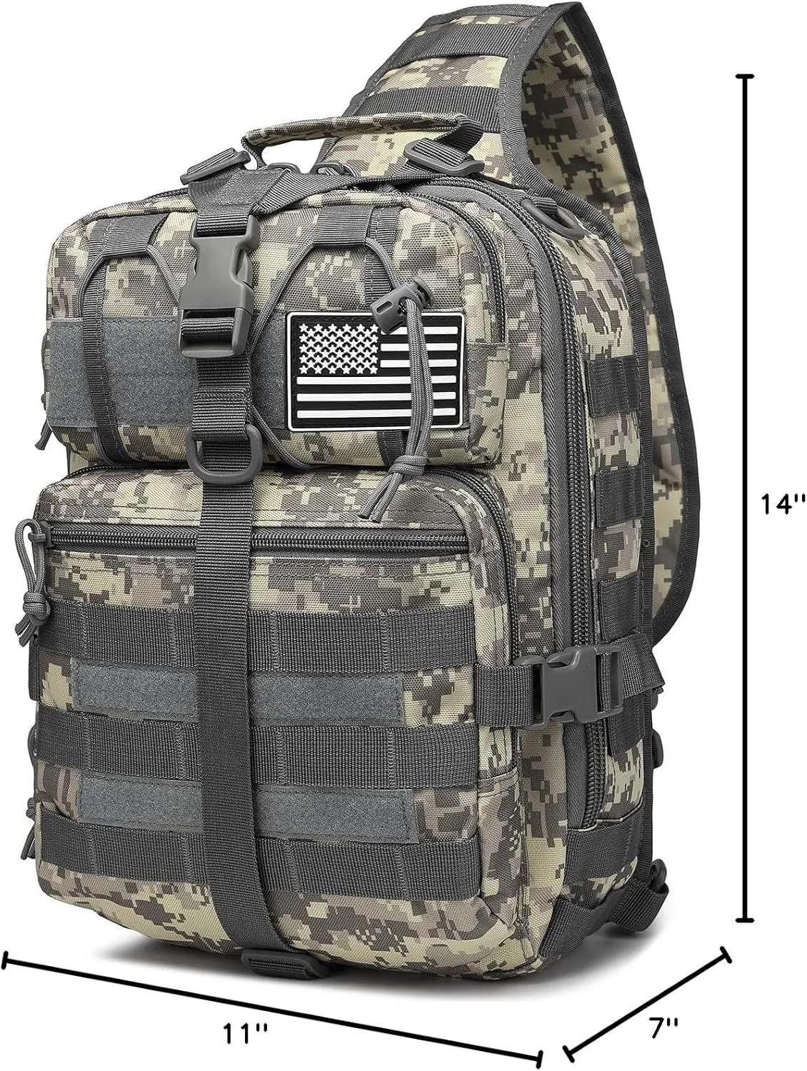 ATBP Tactical Sling Backpack Bag Military Shoulder Bag Pack for Men Molle Crossbody Bag 15L