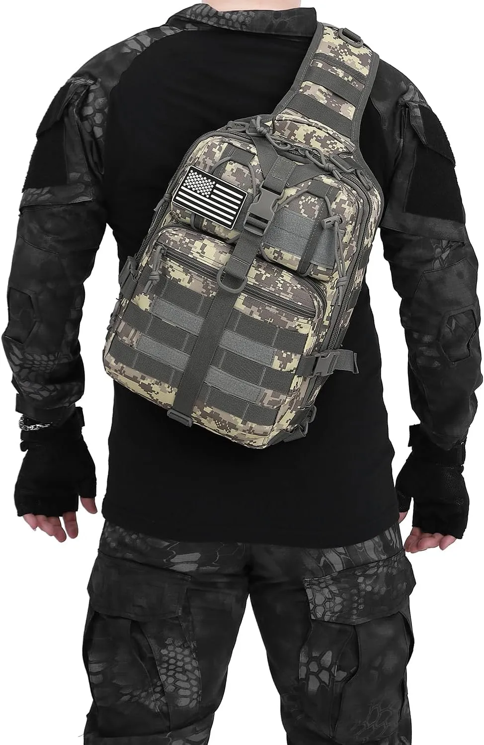 ATBP Tactical Sling Backpack Bag Military Shoulder Bag Pack for Men Molle Crossbody Bag 15L