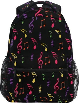 AUUXVA Backpack Colorful Music Note School Shoulder Bag Large Waterproof Durable Bookbag Laptop Daypack for Students Teens Girls Boys Elementary