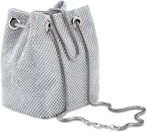 Ayliss Women's Full Rhinestones Bucket Bag Mini/Small Crossbody Shoulder Evening Shinny Bling Clutch Purse Bucket Handbag