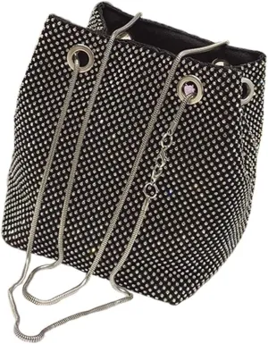 Ayliss Women's Full Rhinestones Bucket Bag Mini/Small Crossbody Shoulder Evening Shinny Bling Clutch Purse Bucket Handbag