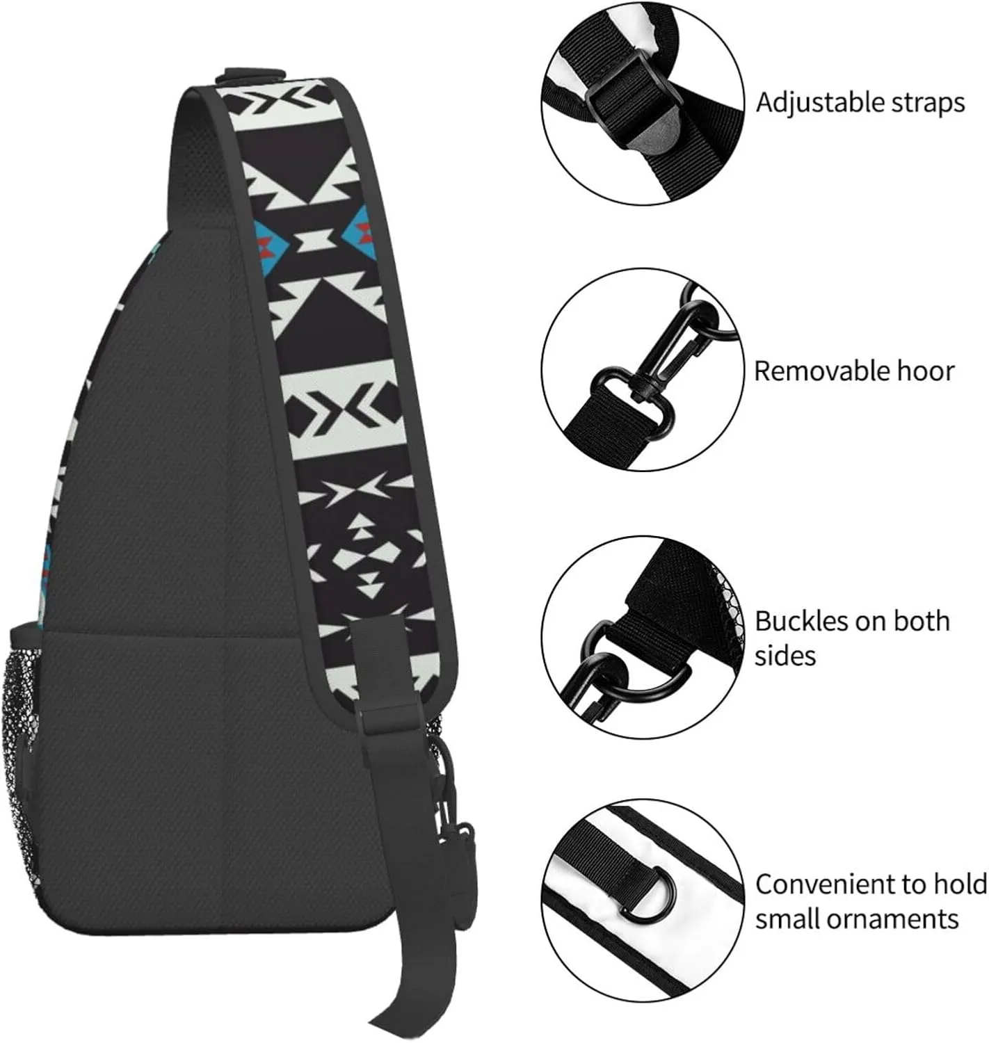 Aztec Geometric Pattern Sling Bag Southwest Native American Ethnic Tribal Striped Crossbody Backpack Navajo Print Chest Shoulder Bag Casual Gym Sports Travel Hiking Daypack for Women Men