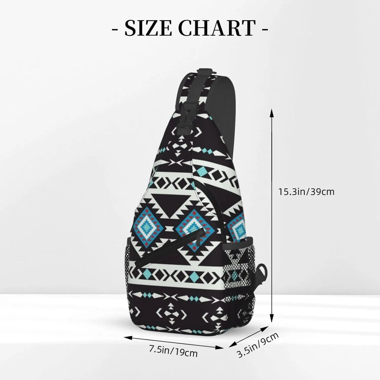 Aztec Geometric Pattern Sling Bag Southwest Native American Ethnic Tribal Striped Crossbody Backpack Navajo Print Chest Shoulder Bag Casual Gym Sports Travel Hiking Daypack for Women Men