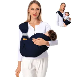 Baby Sling Carrier, Baby Carrier Newborn to Toddler(7-45lbs), Toddler Carrier with Safety Buckle, One Shoulder Adjustable Shoulder Strap, One Size Fits All, Blue