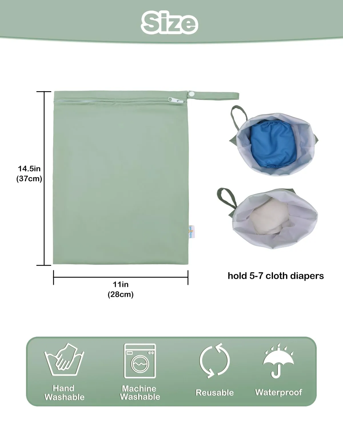 babygoal Wet Dry Bags 2 Pack for Swimsuits, Waterproof Bag for Travel, Food Storage, Stroller, Daycare, Baby Diapers, Yoga, Beach, Pool, Wet Clothes LAU-NKD5354-B