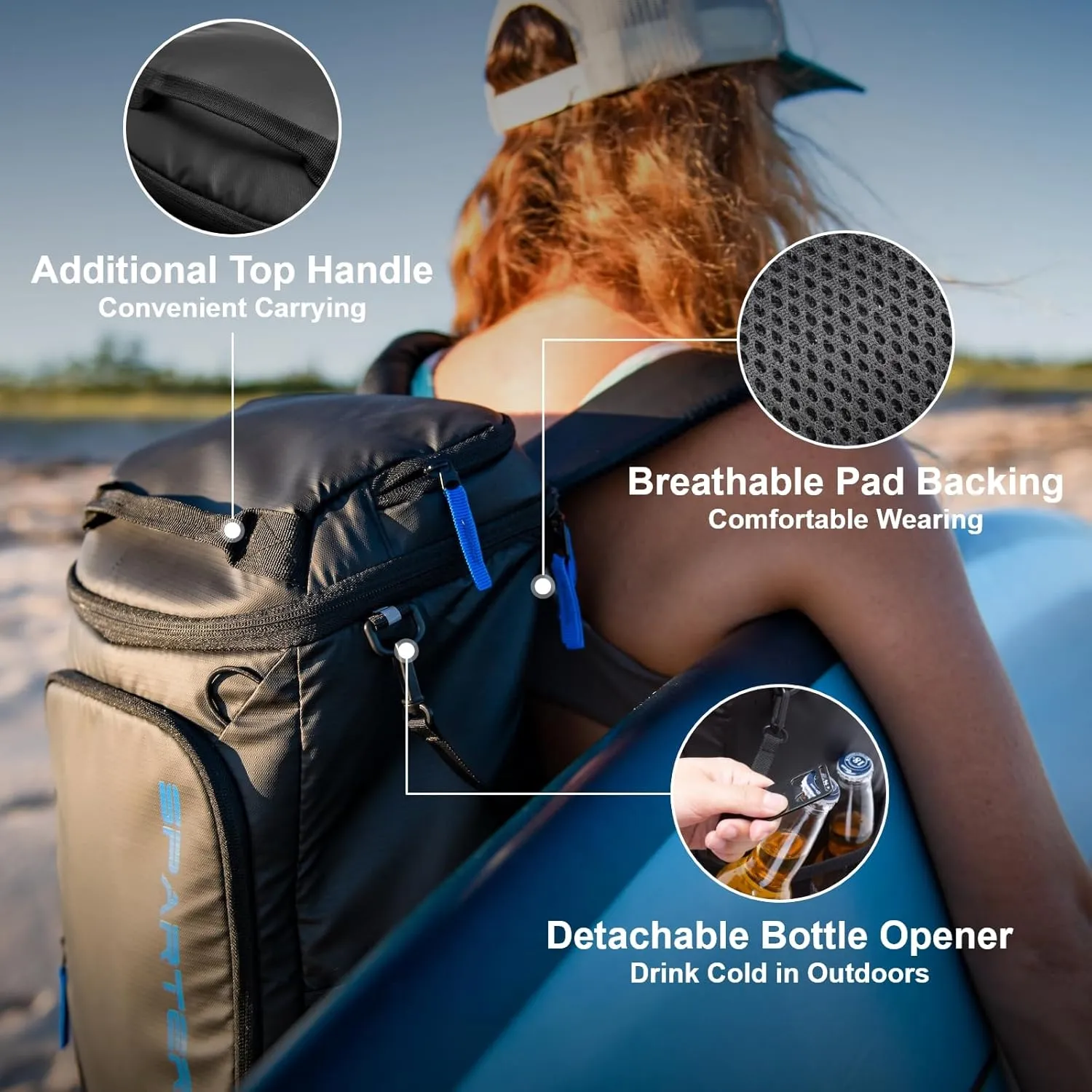 Backpack Cooler Insulated Leak Proof 30/45 Cans, 2 Insulated Compartments Thermal Bag, Portable Lightweight Beach Travel Camping Lunch Backpack for Men and Women