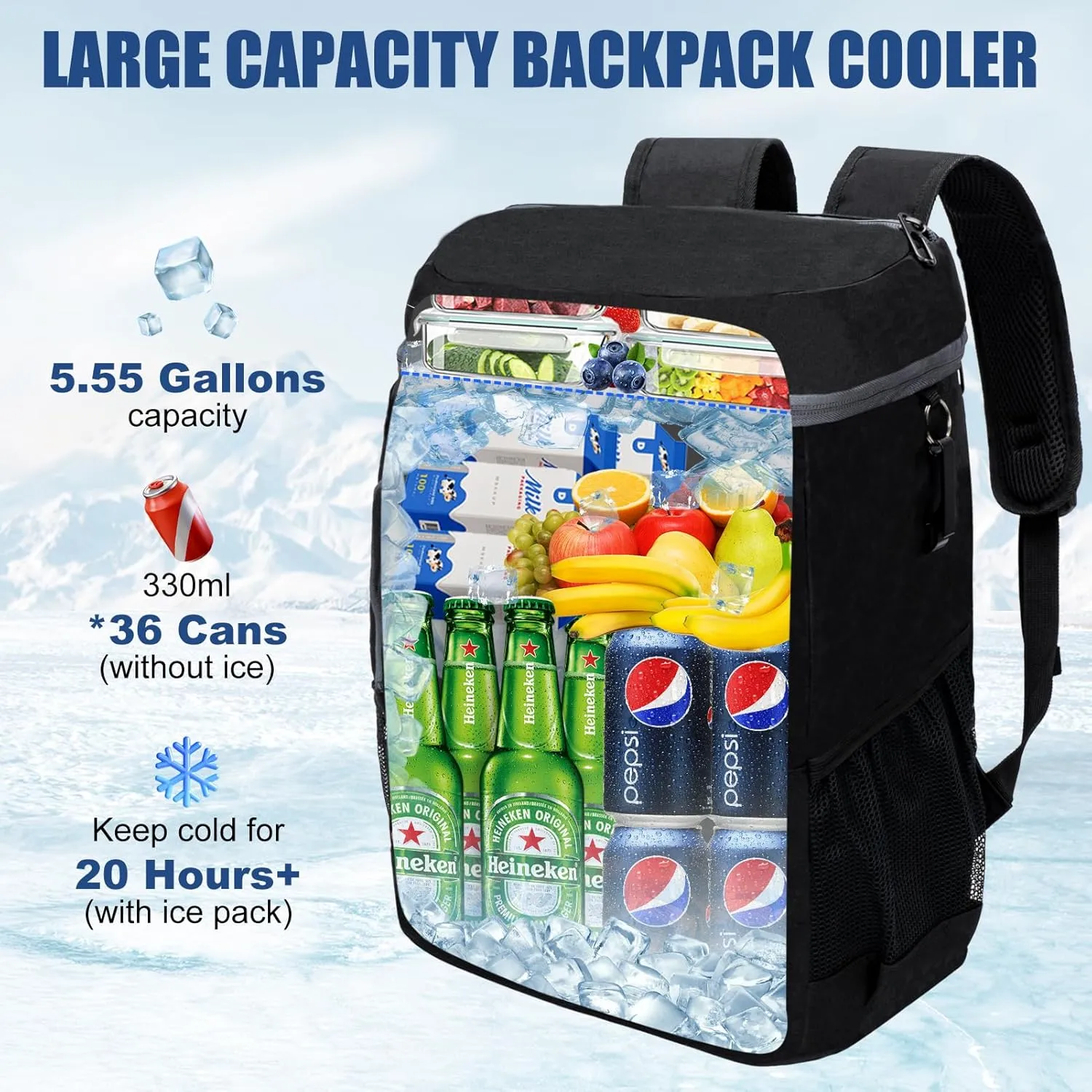 Backpack Cooler Insulated Leak Proof for Men Wowen 36 Cans Soft Cooler Backpack Insulated Waterproof Large Capacity Coolers Bag Portable for Lunch Camping Travel Picnic Hiking