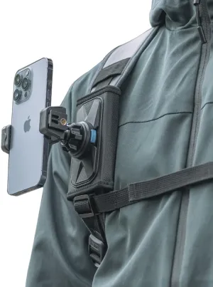 Backpack Mount Bag Belt Shoulder Strap Clip Holder Attachment Compatible with iPhone 16/15 Pro Max/15/14/13/12, Samsung and More Phones (Black-01)