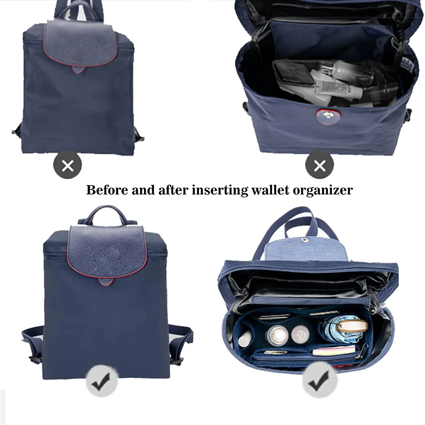 Backpack Organizer, Purse Organizer, Insert Multi Pocket Felt Bag Organizer Suitable For Longchamp (beige)