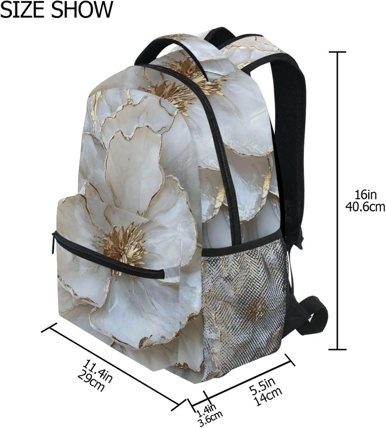 Backpacks for Teacher Nurse Fashion Travel Laptop Backpack with Chest Strap Gift Men & Women Marble White Beige