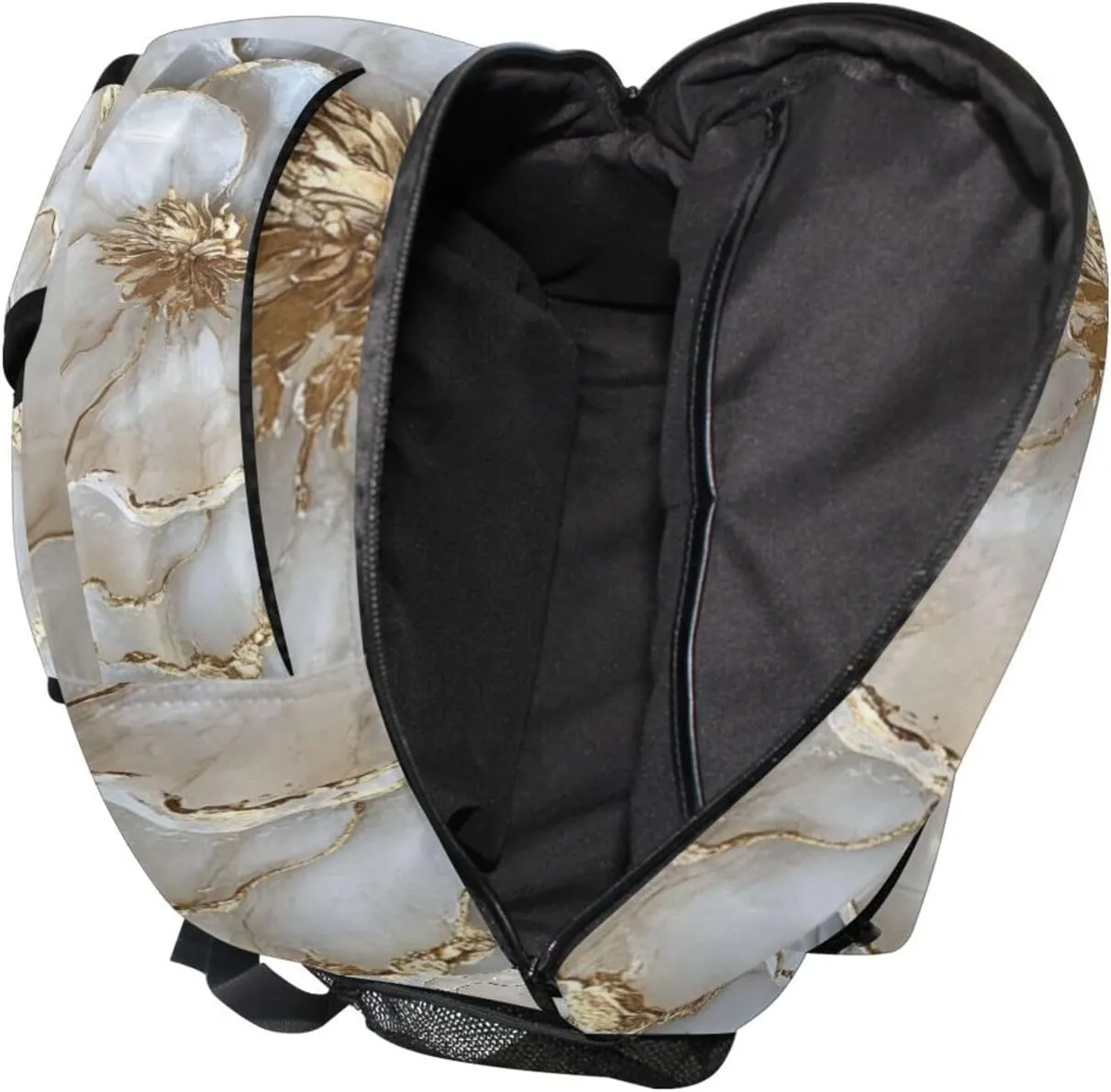 Backpacks for Teacher Nurse Fashion Travel Laptop Backpack with Chest Strap Gift Men & Women Marble White Beige