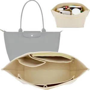 Bag Organizer Insert for longchamp le pliage tote bag organizer Handbags backpack organizer insert (beige-L)