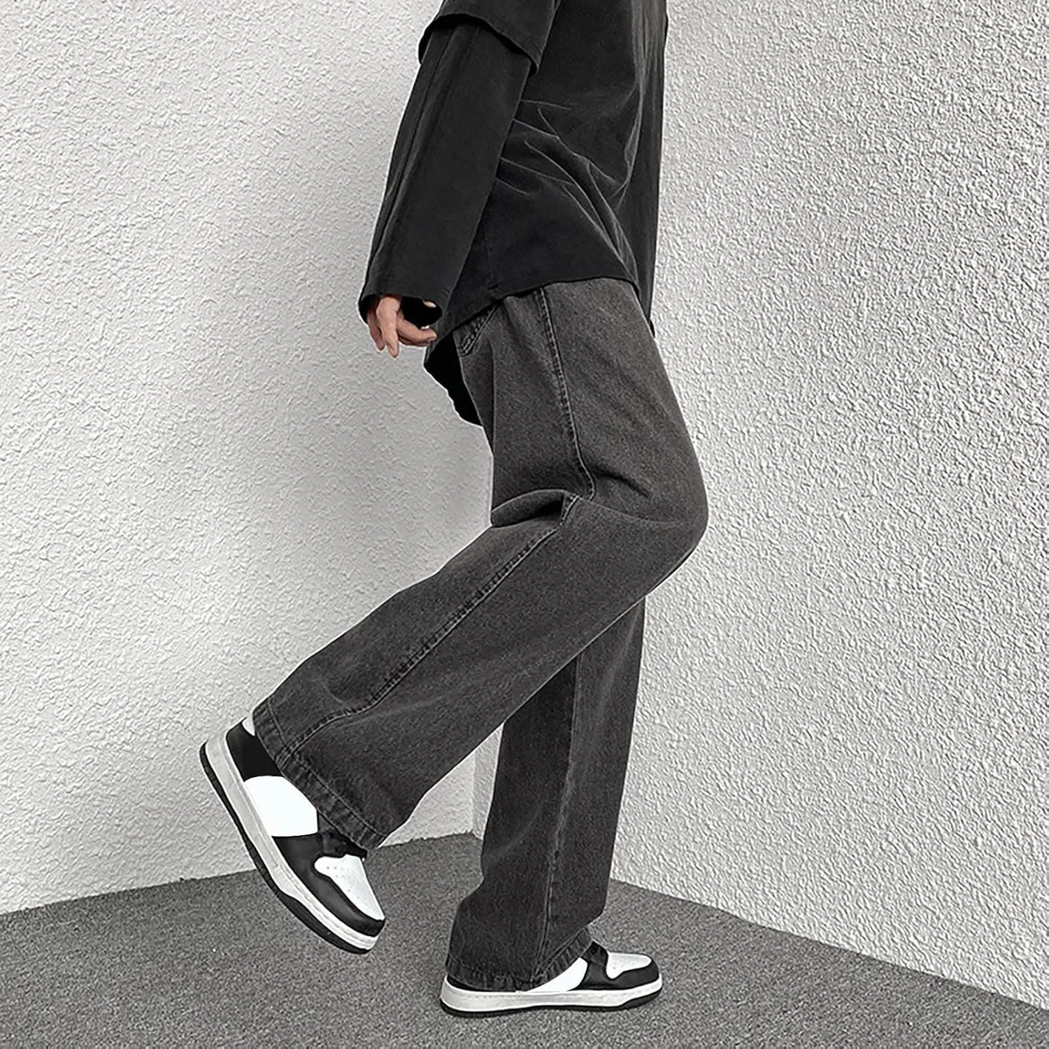 Baggy Jeans Men Elastic Waist Loose Fitted Vintage 90s Denim Pants Y2k Hip Hop Straight Leg Skater Jeans Streetwear