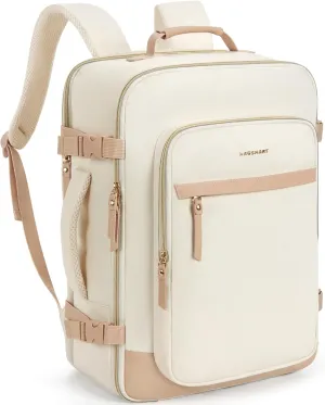 BAGSMART Travel Backpack for Women, Large 40L Carry-On Backpack Fits 17.3 Inch Laptop, TSA Approved Water-Resistant Weekender Gym Backpack, Beige