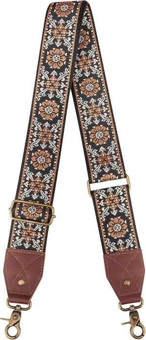 BAKKO Crossbody Strap Full Grain Leather Ends Brass Metal Hardware 2" Wide Replacement Shoulder Strap