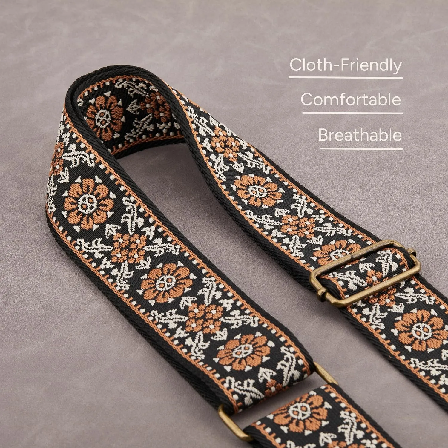 BAKKO Crossbody Strap Full Grain Leather Ends Brass Metal Hardware 2" Wide Replacement Shoulder Strap