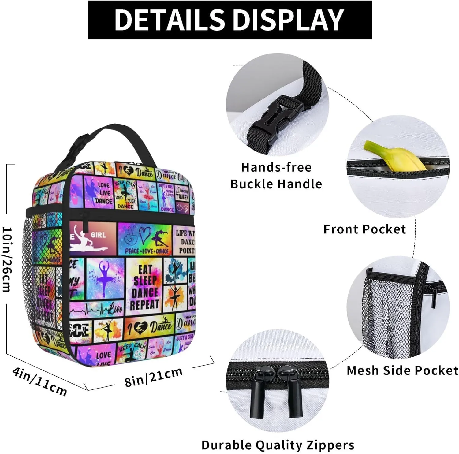 Ballerina Lunch Bag Insulated Ballet Lunch Box for Women Kids Adult Men,Insulated Dance Lunch Bag Reusable Lunch Tote Gifts for Women Men Picnic Travel