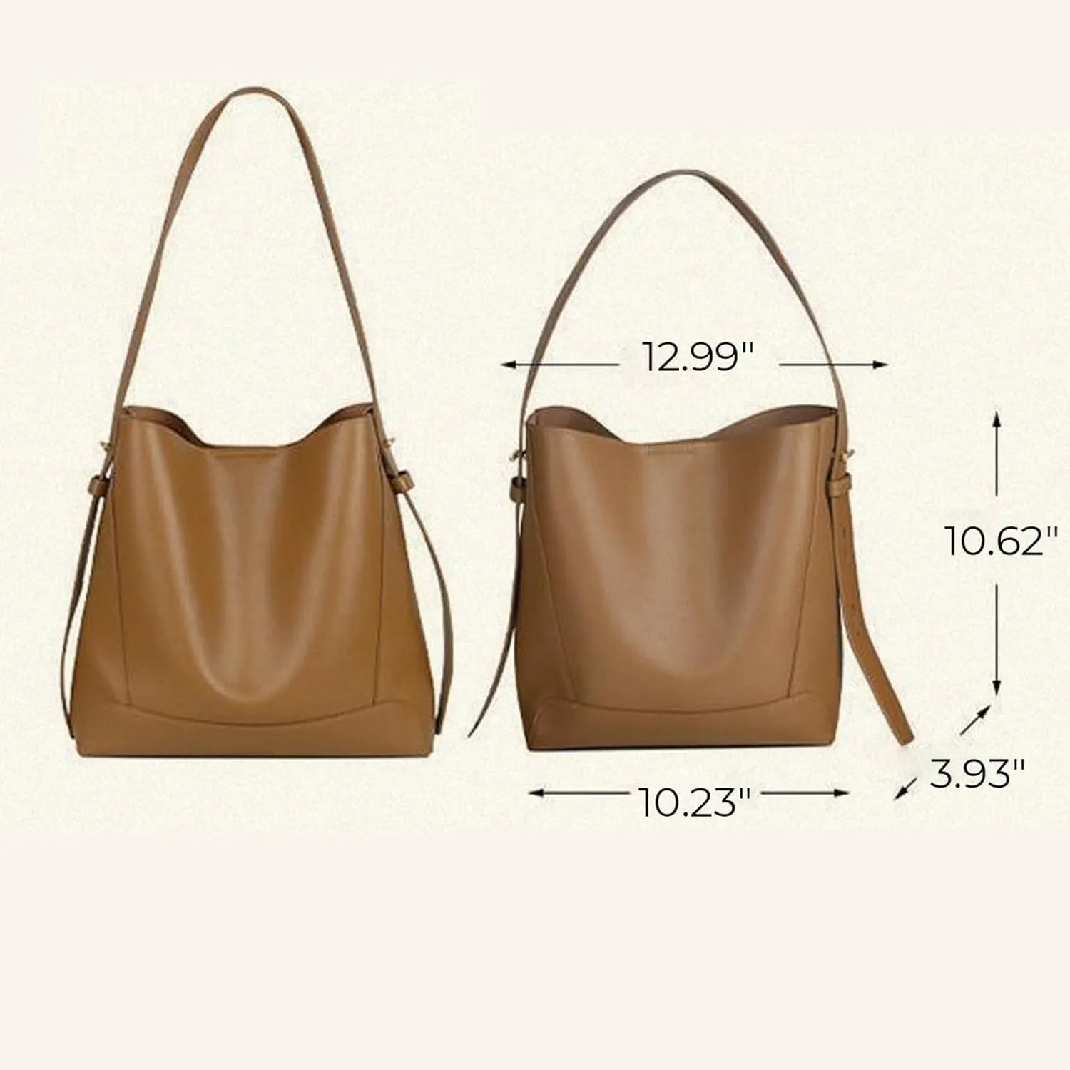 Barsine Leather Bucket Tote Purse for Women Tote Bag and Handbags Shoulder Bag with Pockets and Magnetic Snap