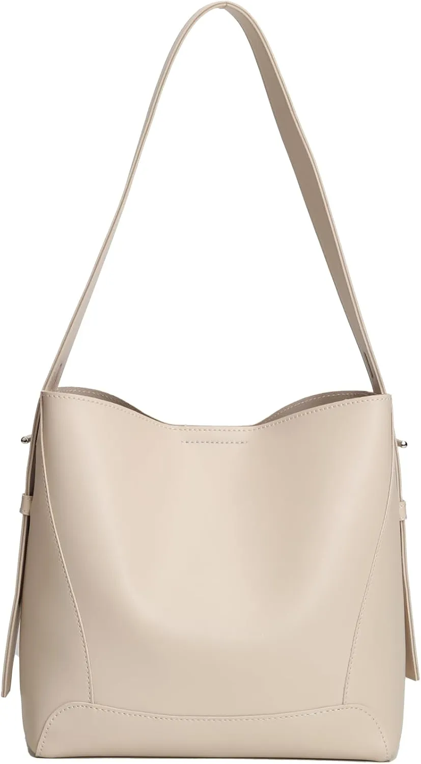 Barsine Leather Bucket Tote Purse for Women Tote Bag and Handbags Shoulder Bag with Pockets and Magnetic Snap