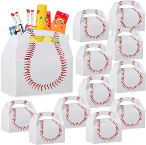 Baseball Treat Boxes for Party Favors and Snacks - (Pack of 12) Bulk Team Snack Treat Boxes for Baseball Goodie Bags Favors and Themed Birthday Party Gift Supplies for Kids