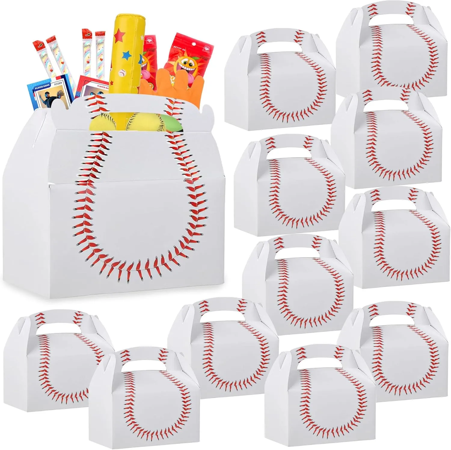 Baseball Treat Boxes for Party Favors and Snacks - (Pack of 12) Bulk Team Snack Treat Boxes for Baseball Goodie Bags Favors and Themed Birthday Party Gift Supplies for Kids