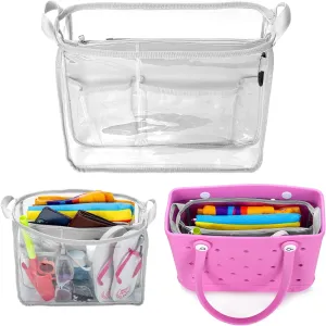 Beach Bag Organizer Insert (12.4in x 10.2in x 4.3in) Compatible with Bogg Bag(15in x 13in x 5.25in), Beach Tote Bag Waterproof Organizer Liner Insert Divider Pouch, Gray