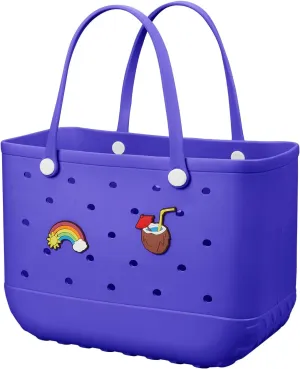 Beach Bag Rubber Tote Bag - Waterproof Travel Bag for Women Washable Tote Bag Handbag for Sports Beach Market Pool