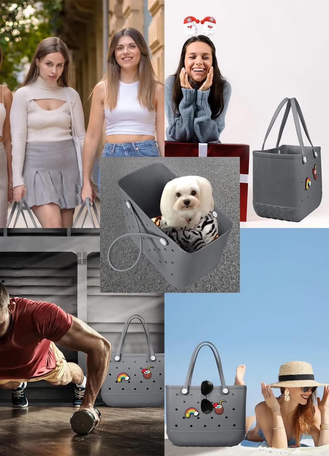 Beach Bag Rubber Tote Bag Waterproof Travel Bags for Women Washable Tote Bag Handbag for Sports Beach Market Pool