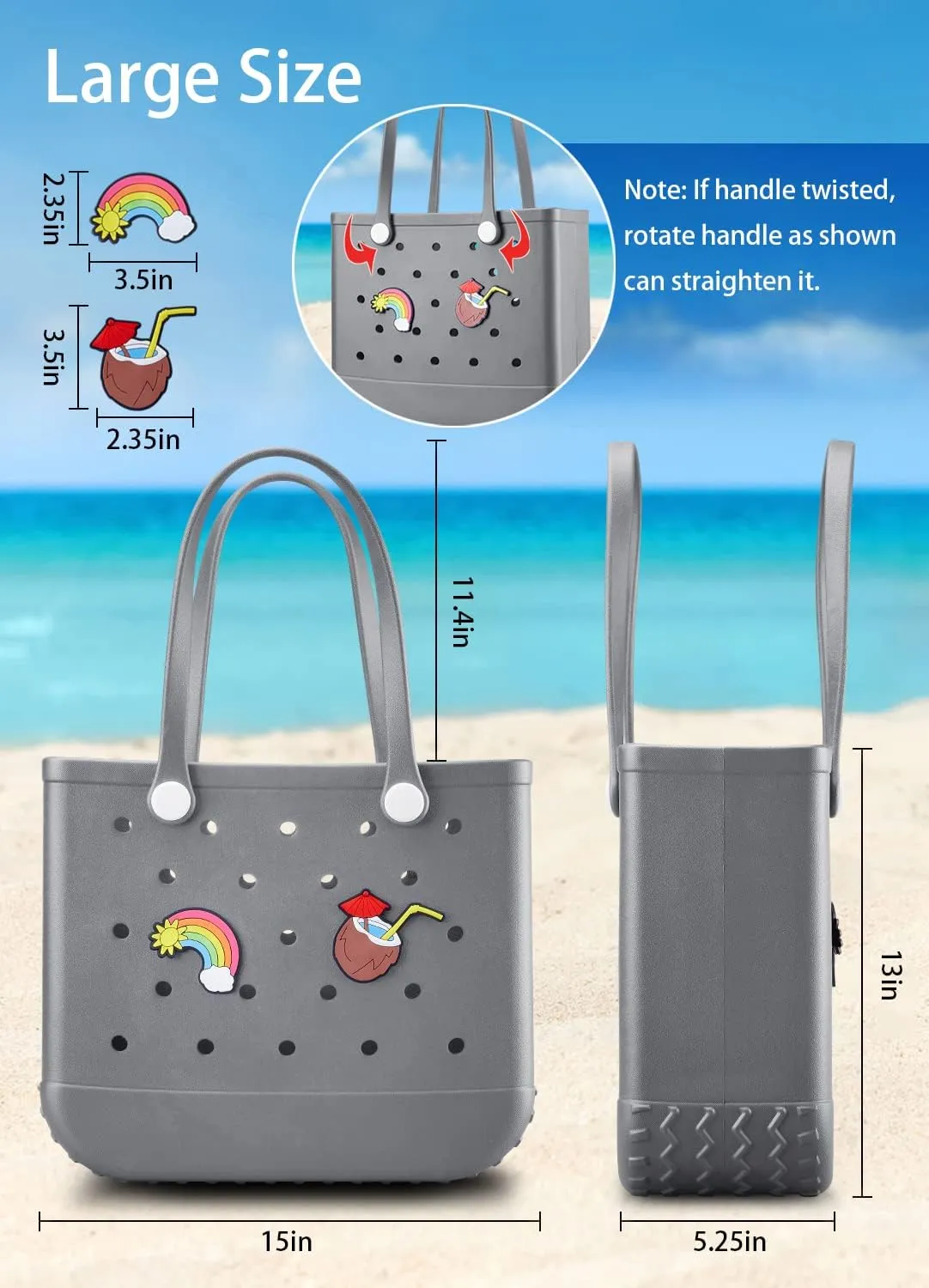 Beach Bag Rubber Tote Bag Waterproof Travel Bags for Women Washable Tote Bag Handbag for Sports Beach Market Pool