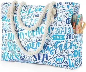 Beach Bags for Women - Large Beach Tote Bag, Women Sandproof Pool Bag for Pool Gym Grocery Travel
