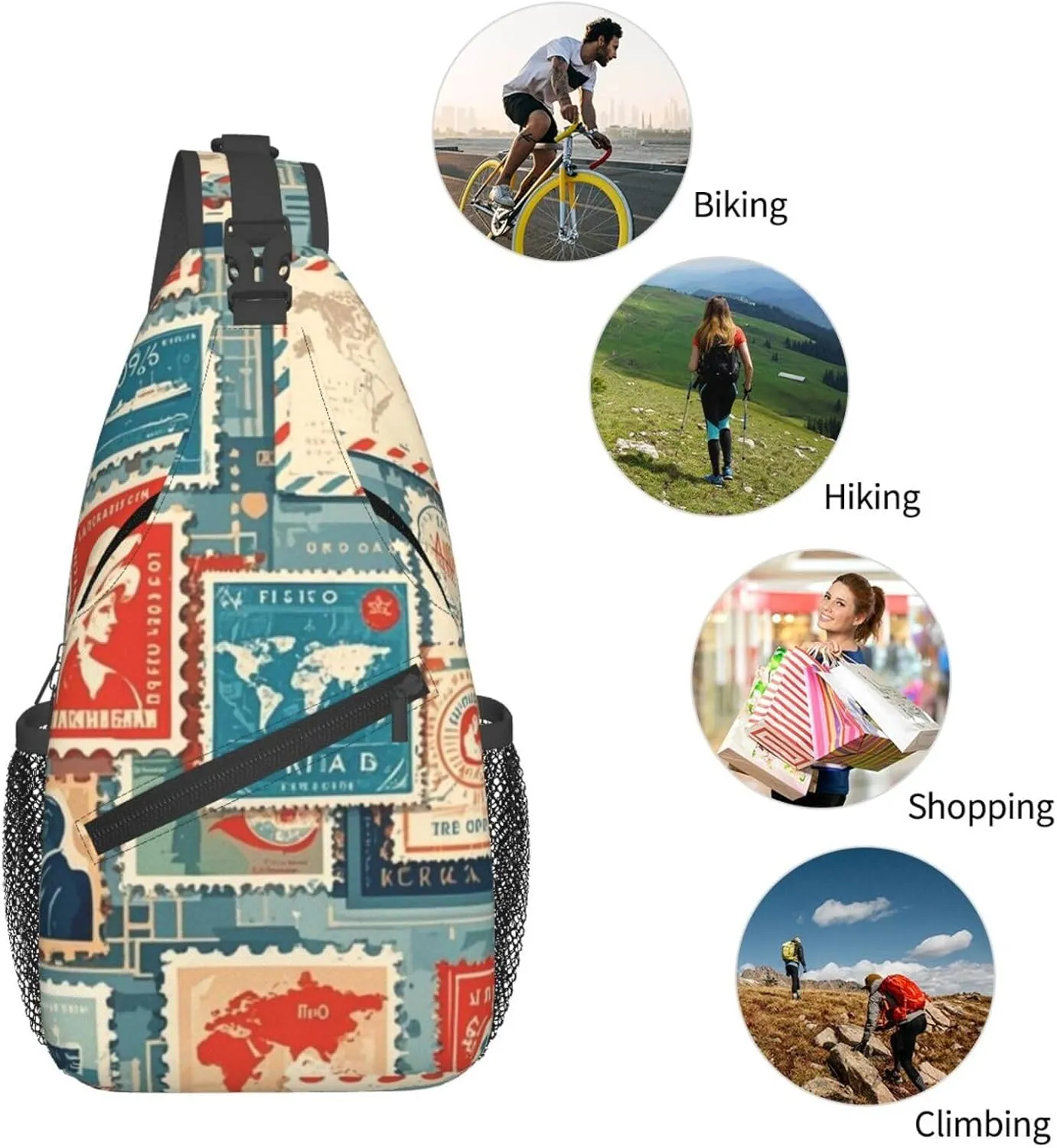 Beach Shell Crossbody Bags Cross Chest Bag Adjustable Sling Backpack for Women Men