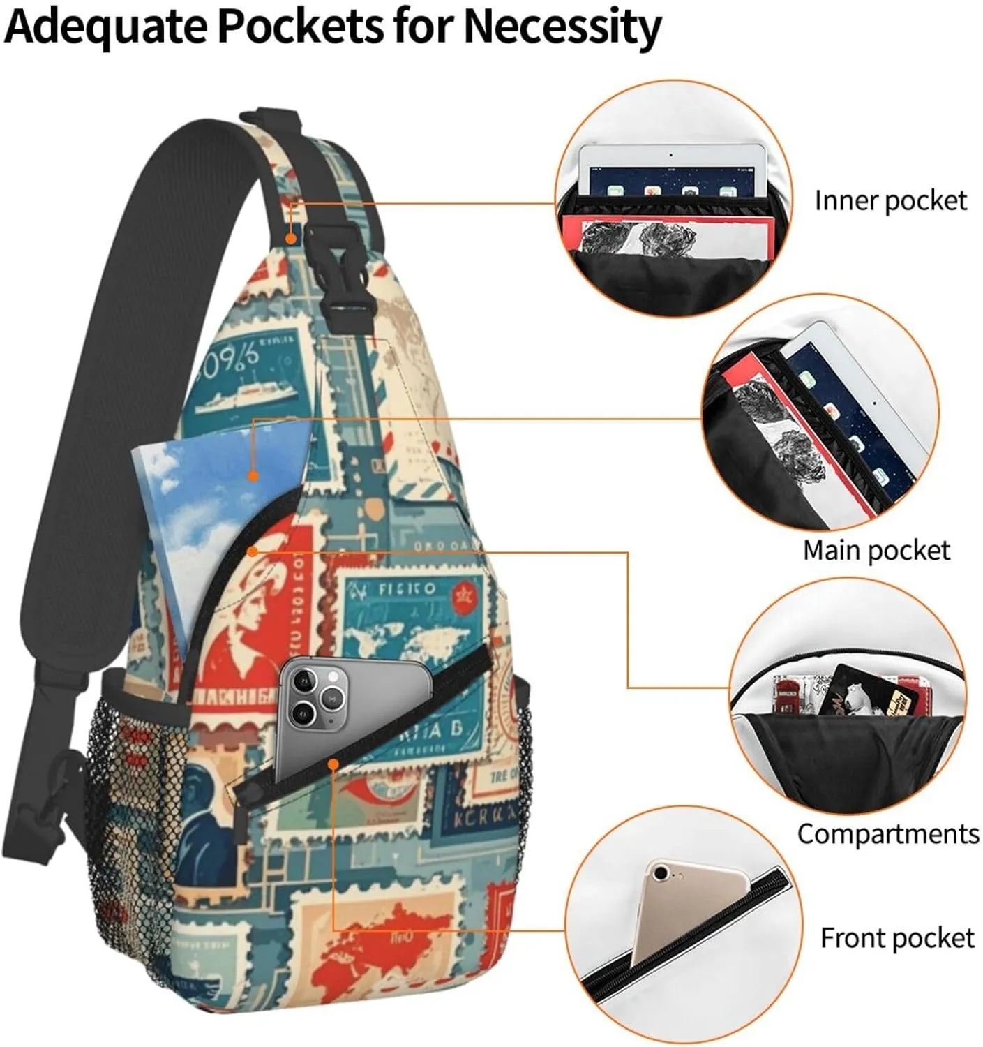 Beach Shell Crossbody Bags Cross Chest Bag Adjustable Sling Backpack for Women Men