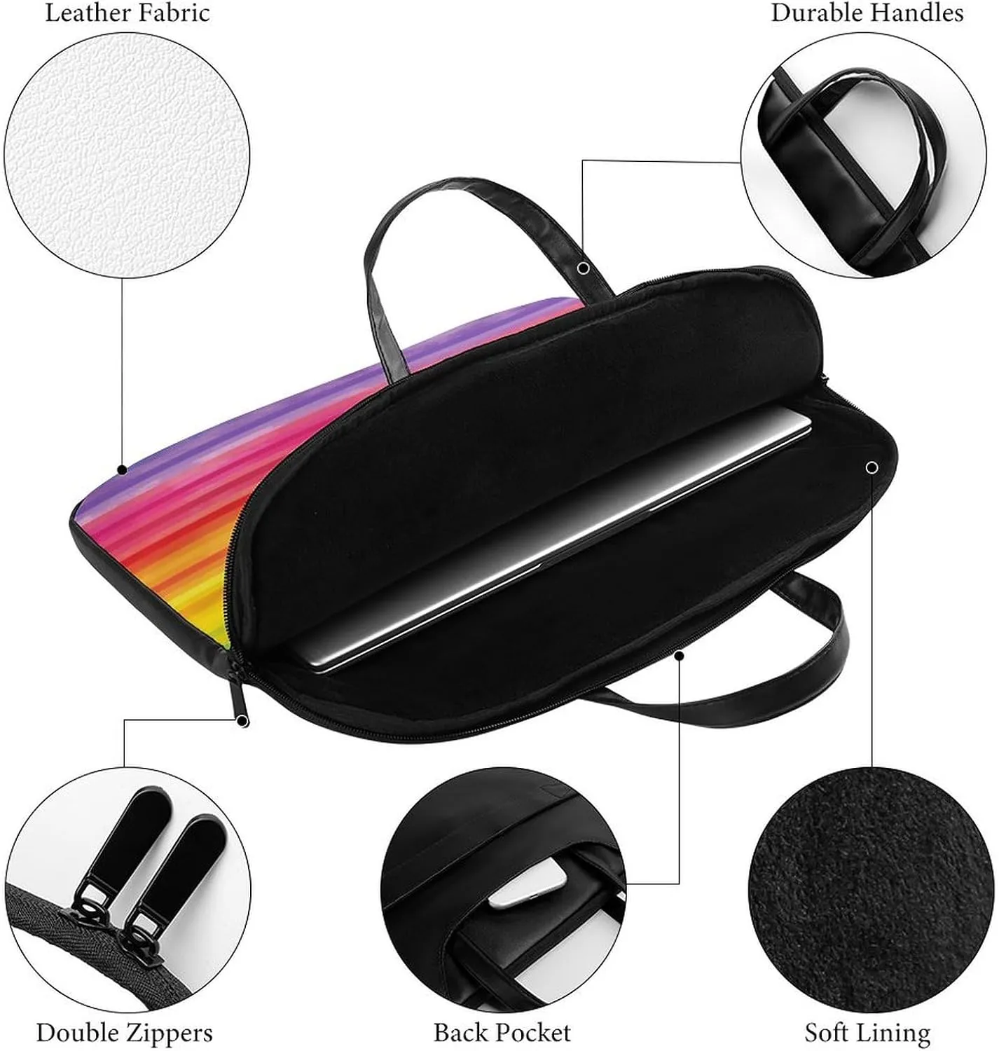 Beach Surfboard Laptop Bag for Women Handheld Leather Computer Bag Laptop Messenger Bag Briefcase