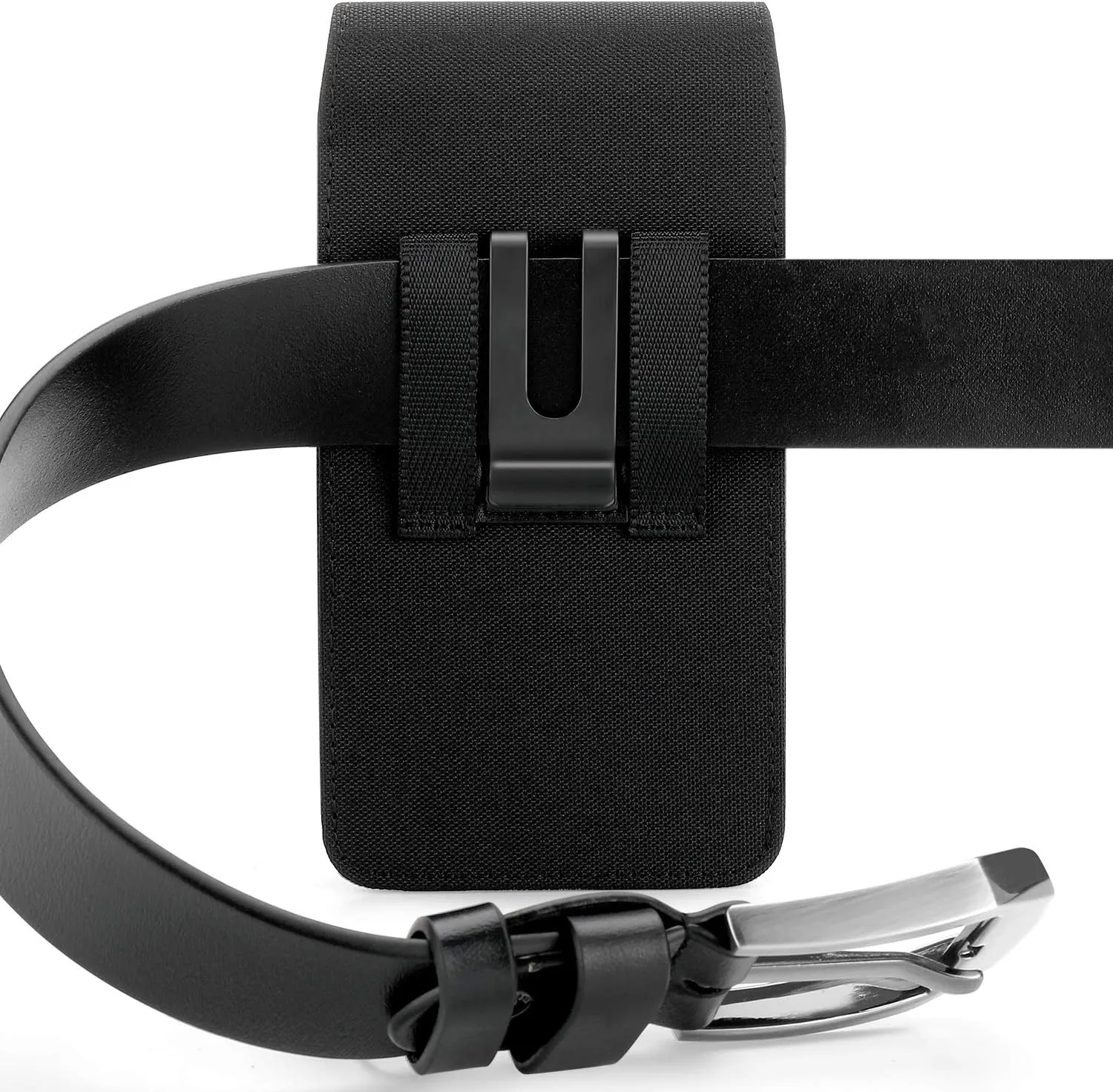 BECPLT Nylon Cell Phone Holster Case with Belt Clip - Fits iPhone 12/13/14 Pro, X, Xs, 10, Galaxy S21/S22/S23, Pixel 4/5, LG G4/G5/G6 (With Thin Case On)