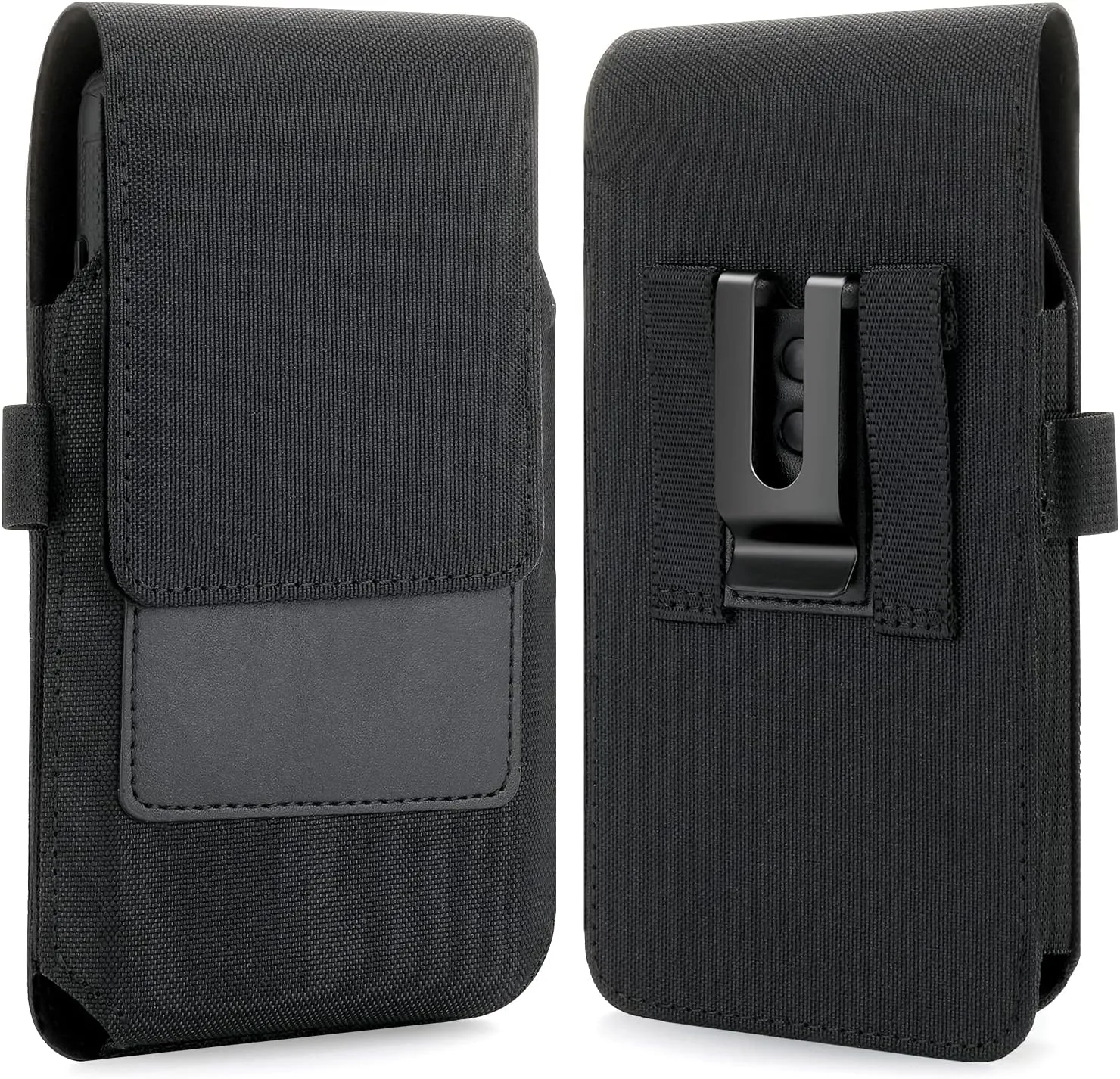 BECPLT Nylon Cell Phone Holster Case with Belt Clip - Fits iPhone 12/13/14 Pro, X, Xs, 10, Galaxy S21/S22/S23, Pixel 4/5, LG G4/G5/G6 (With Thin Case On)