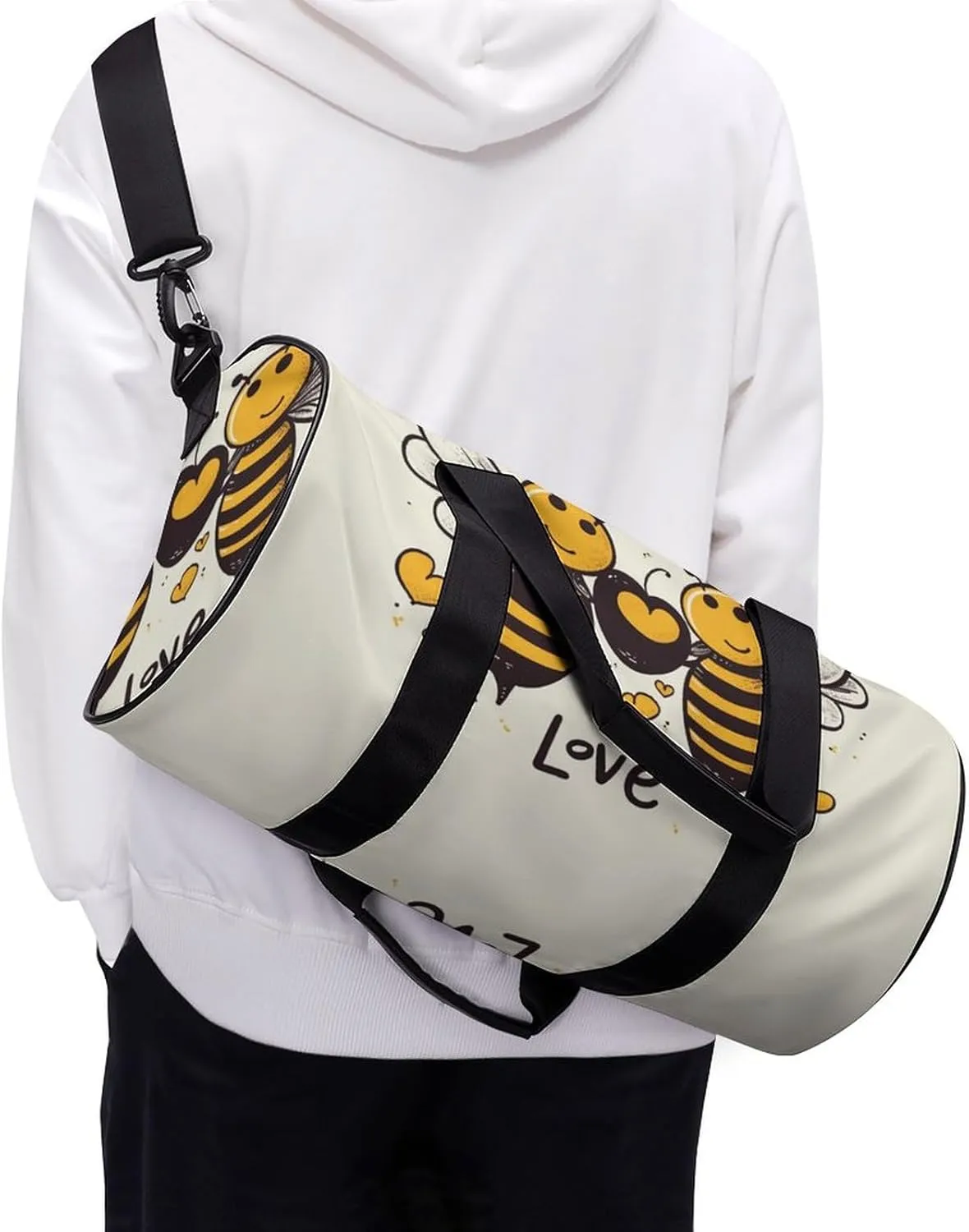 Bee Love Honey Gym Bag Small Travel Duffle Bag with Compartment Carry On Weekender Bag for Women Men