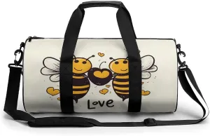 Bee Love Honey Gym Bag Small Travel Duffle Bag with Compartment Carry On Weekender Bag for Women Men