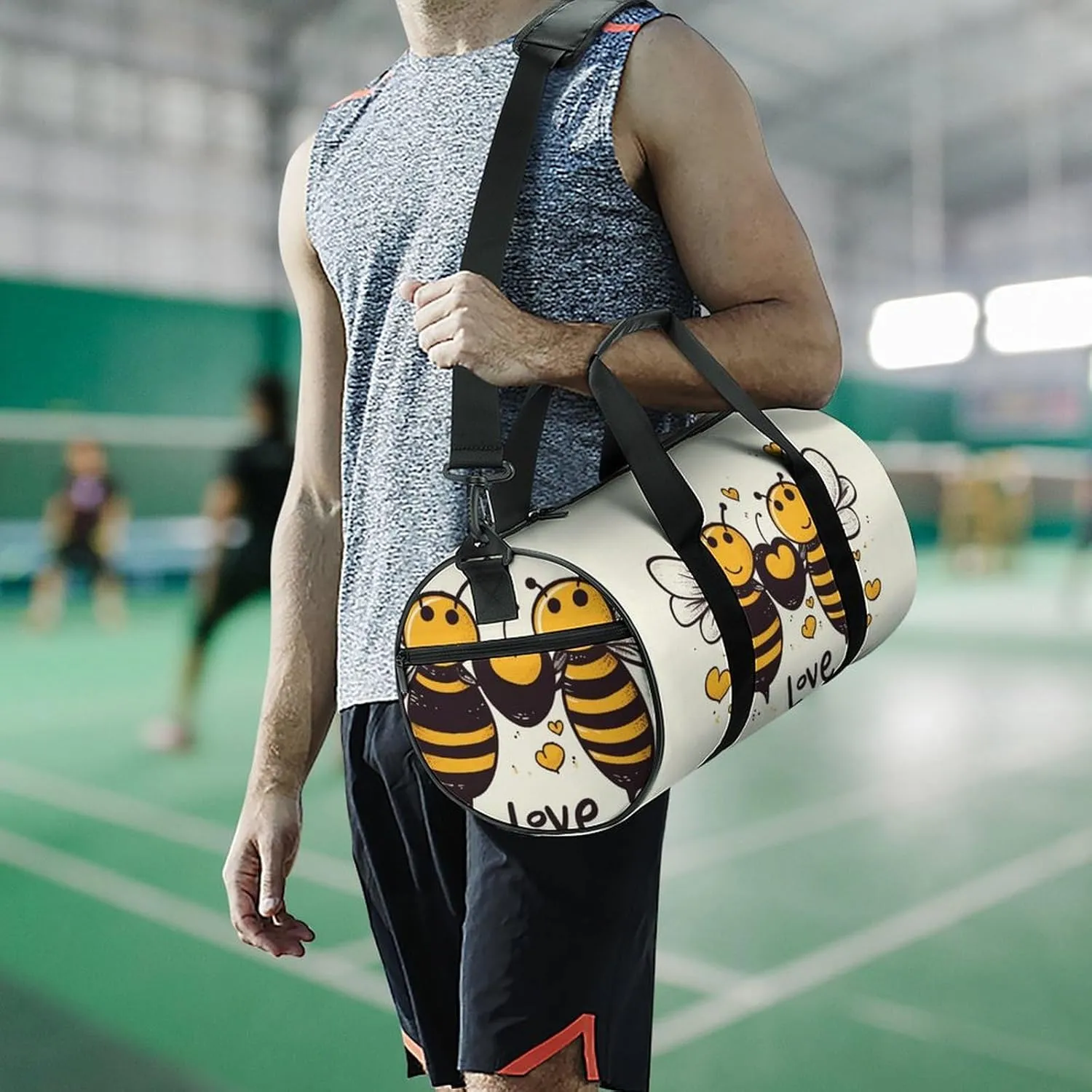 Bee Love Honey Gym Bag Small Travel Duffle Bag with Compartment Carry On Weekender Bag for Women Men