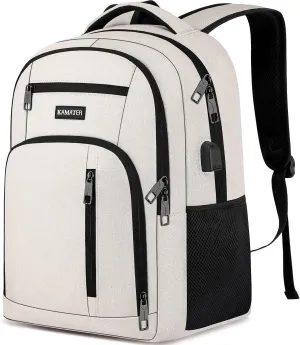 Beige Backpack for School, School BackPack for Teens, Boys and Girls, with 15.6 inch Laptop Bookbag for College High School, Large Computer Back Pack with Compartments for Men & Women