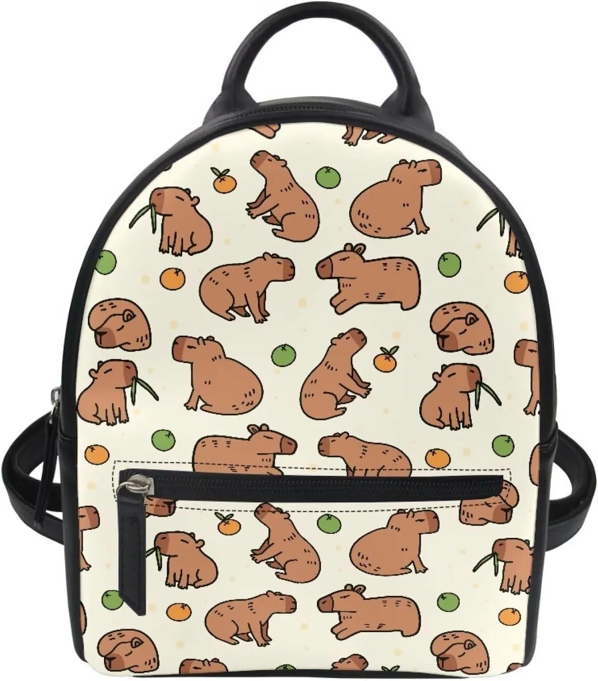 Beige Otter Print Girls Mini Backpack Womens Small Backpack Purse with Front Zipper Pocket Teens Cute Casual School Bookbag for School Outdoor Use