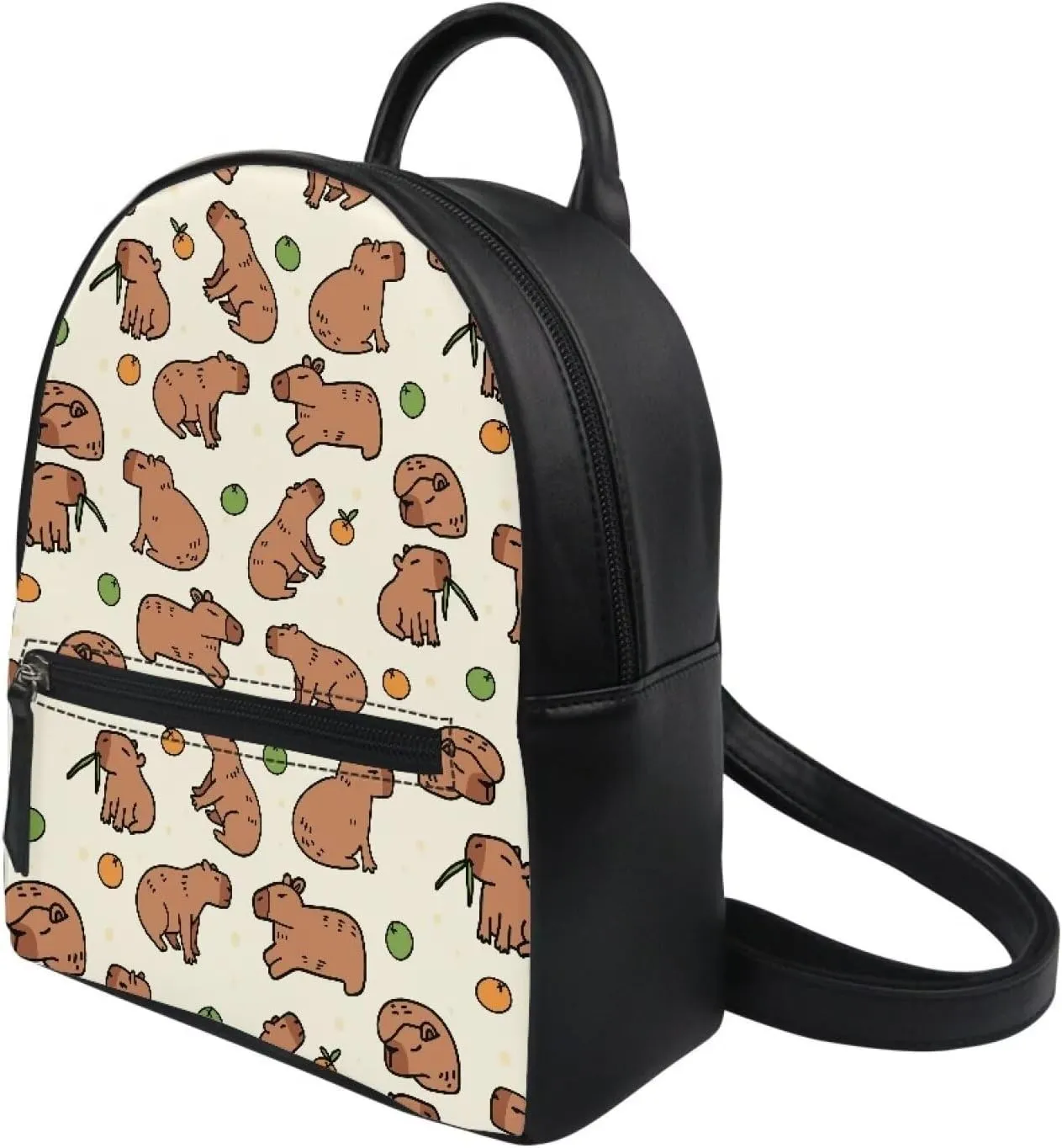 Beige Otter Print Girls Mini Backpack Womens Small Backpack Purse with Front Zipper Pocket Teens Cute Casual School Bookbag for School Outdoor Use