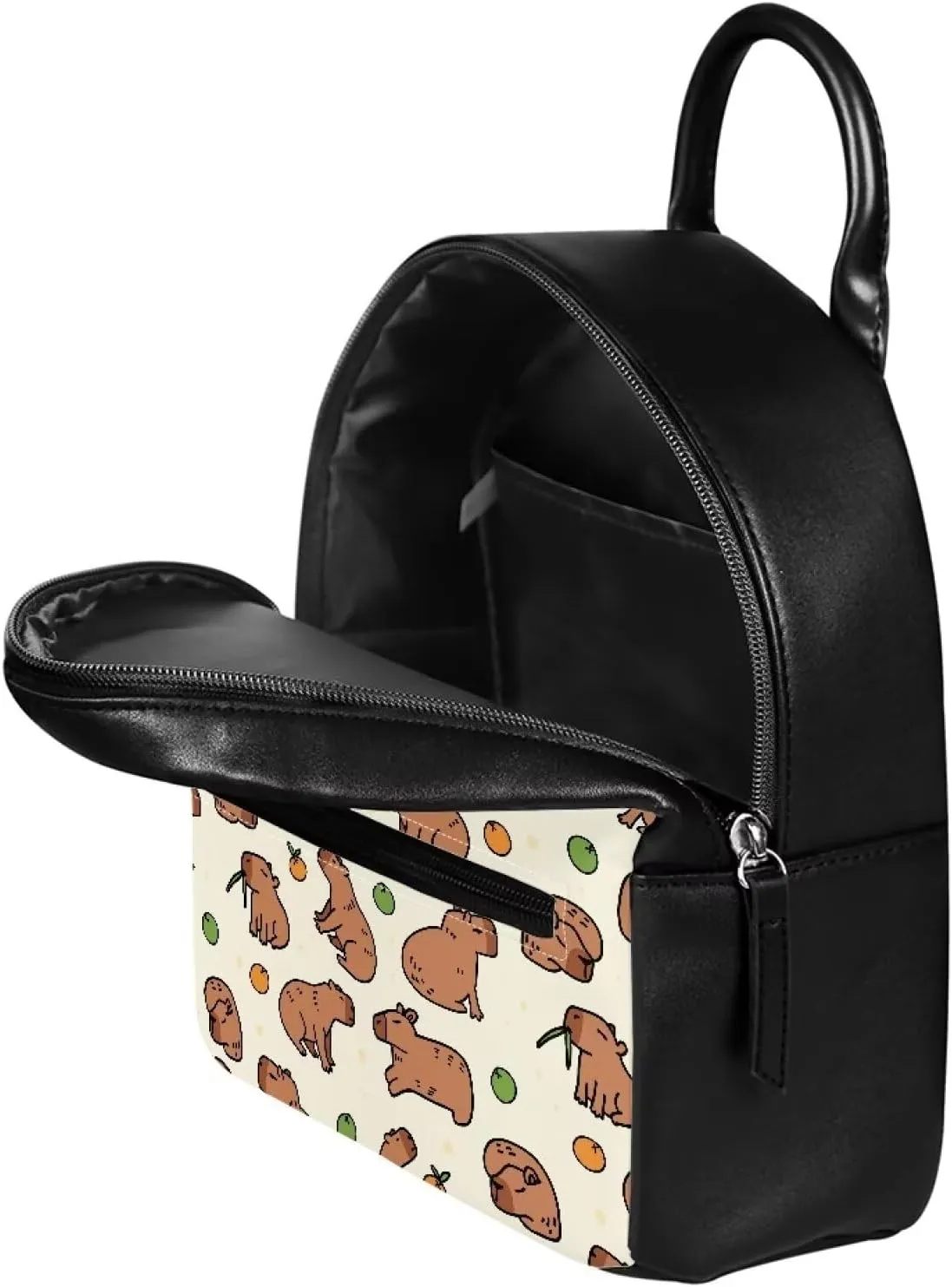 Beige Otter Print Girls Mini Backpack Womens Small Backpack Purse with Front Zipper Pocket Teens Cute Casual School Bookbag for School Outdoor Use