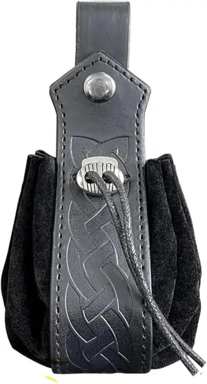 Belt Pouch Waist Bag Fanny Pack Medieval Vintage Leather Pouch Cellphone Holder Holster Carry Belt Purse Pocket Casual Hiking Festival Renaissance Faire Costume Props Travel Wallet (1-Small Black)