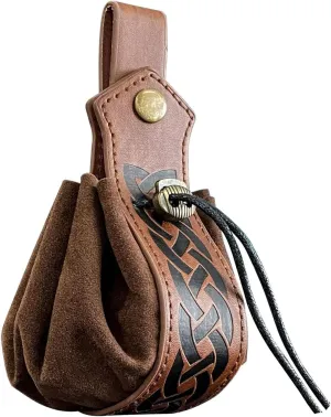 Belt Pouch Waist Bag Fanny Pack Medieval Vintage Leather Pouch Cellphone Holder Holster Carry Belt Purse Pocket Casual Hiking Festival Renaissance Faire Costume Props Travel Wallet (1-Small Brown)