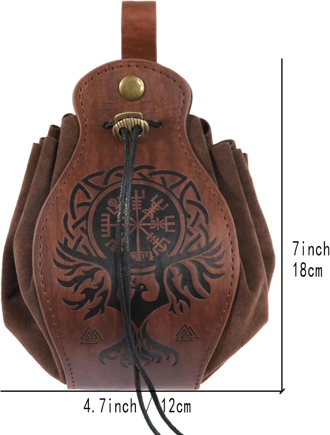 Belt Pouch Waist Bag Fanny Pack Medieval Vintage Leather Pouch Cellphone Holder Holster Carry Belt Purse Pocket Casual Hiking Festival Renaissance Faire Costume Props Travel Wallet (Brown)
