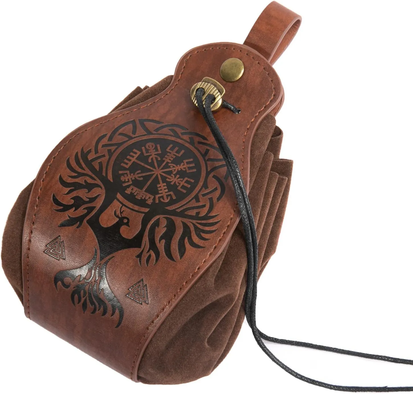 Belt Pouch Waist Bag Fanny Pack Medieval Vintage Leather Pouch Cellphone Holder Holster Carry Belt Purse Pocket Casual Hiking Festival Renaissance Faire Costume Props Travel Wallet (Brown)