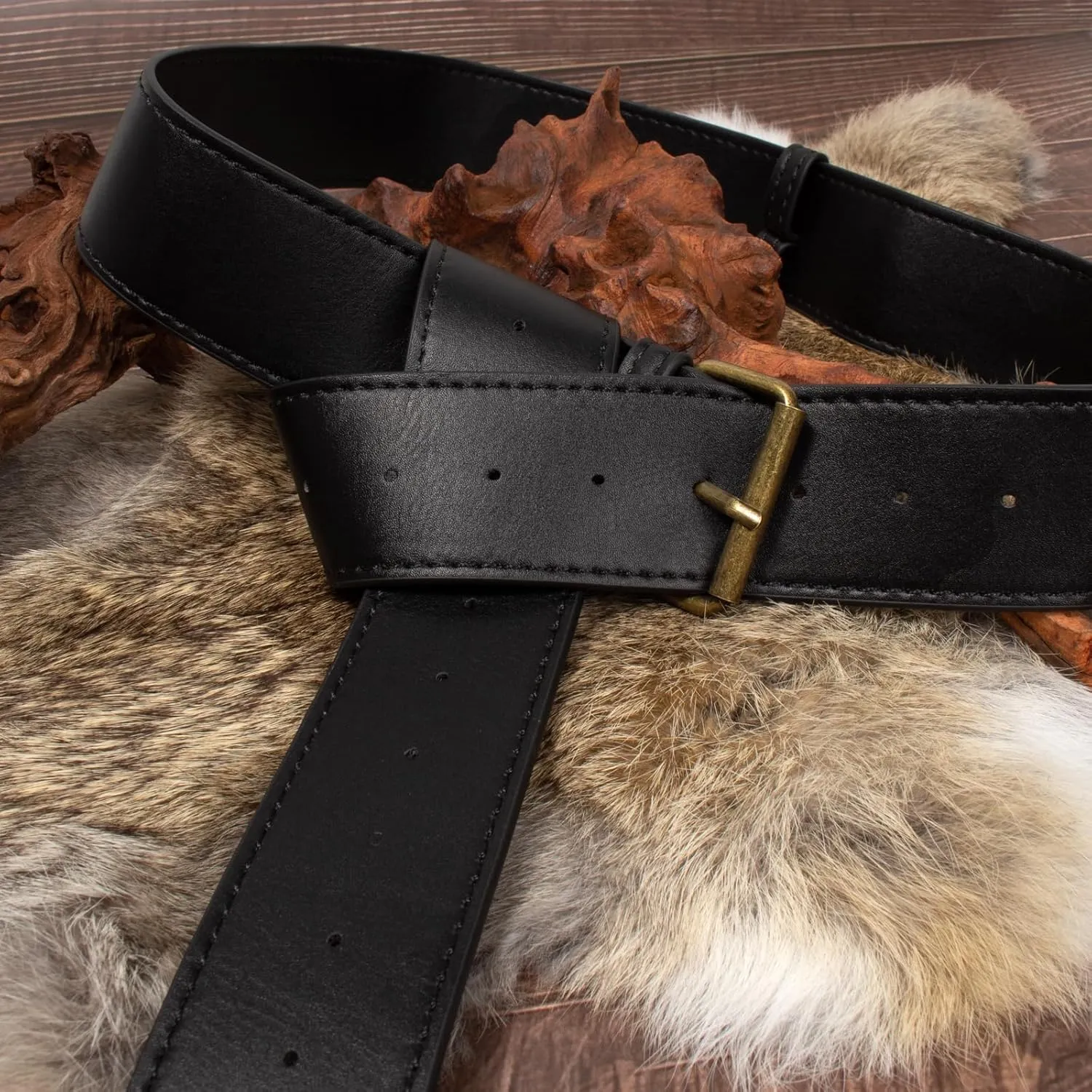Belt Pouch Waist Bag Fanny Pack Medieval Vintage Leather Pouch Cellphone Holder Holster Carry Belt Purse Pocket Casual Hiking Festival Renaissance Faire Costume Props Travel Wallet (I2-Black)