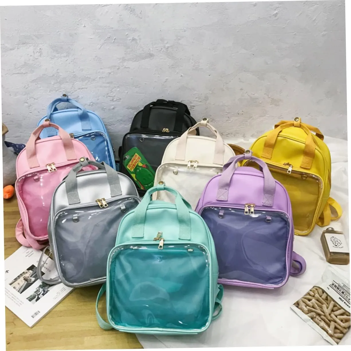 BESPORTBLE Fashion School Backpack Pvc Candy for Students Women Men Smooth Zipper Large Space
